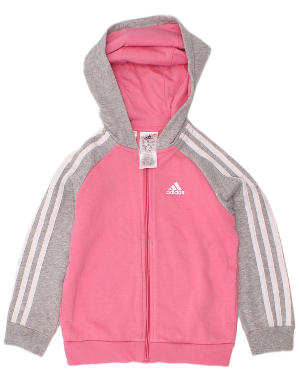 Adidas Pull à capuche zippé pour fille 5-6 ans en coton color block rose