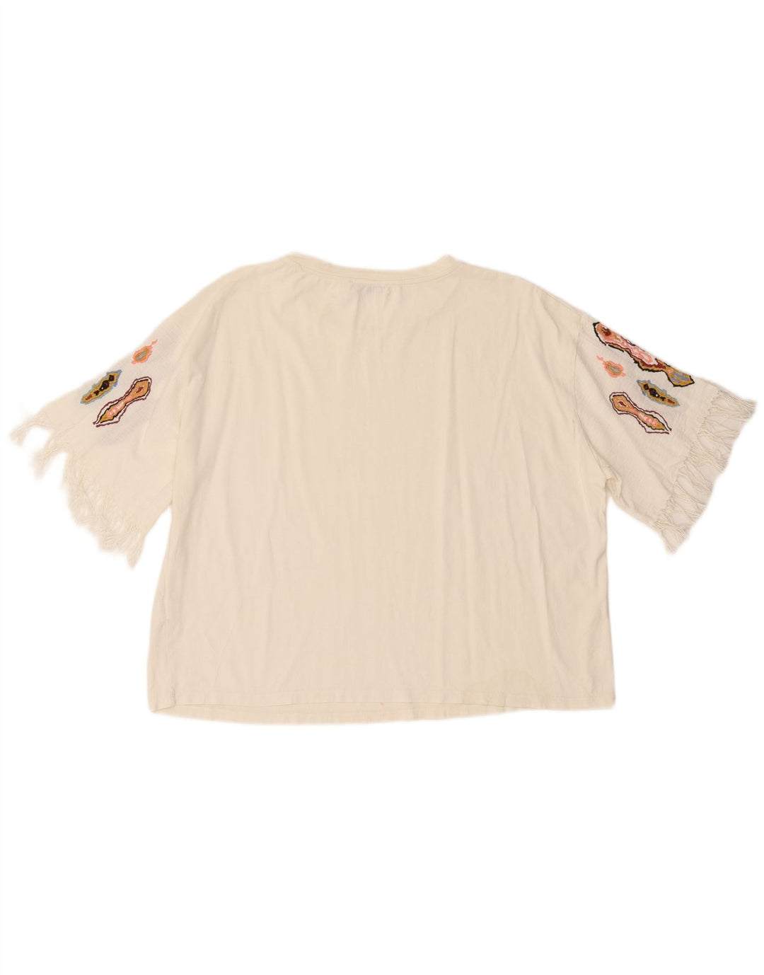 Zara Womens T-Shirt Top UK 16 Grand Blanc Coton