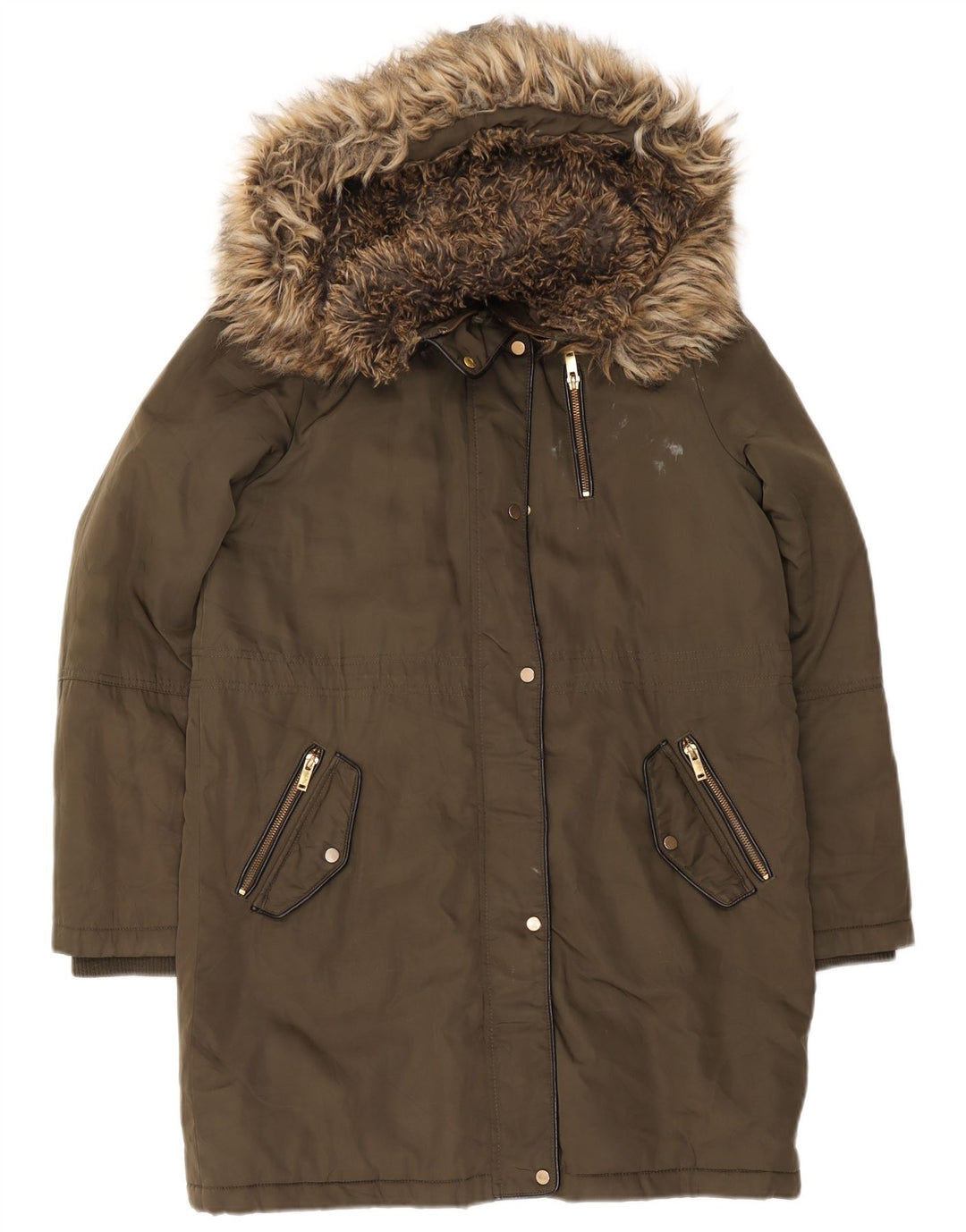 Oasis Parka à capuche pour femme UK 14 Medium Kaki Polyester