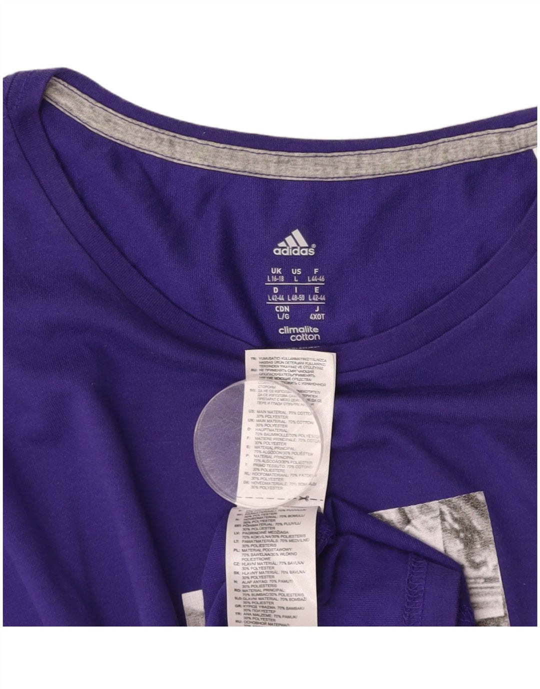 ADIDAS Femmes Climalite Graphic T-Shirt Top UK 16/18 Grand Violet Coton