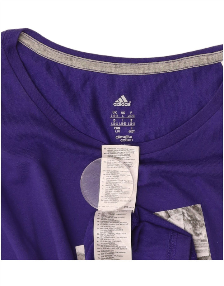 ADIDAS Femmes Climalite Graphic T-Shirt Top UK 16/18 Grand Violet Coton