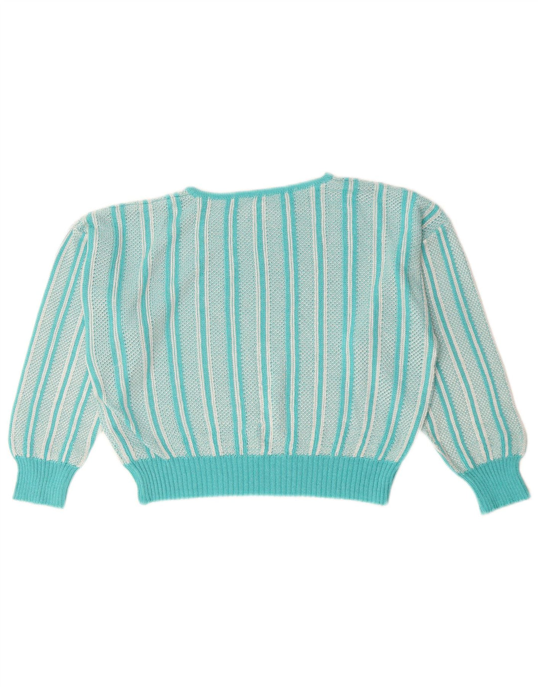 VINTAGE Pull col bateau femme UK 12 Medium Turquoise Paisley