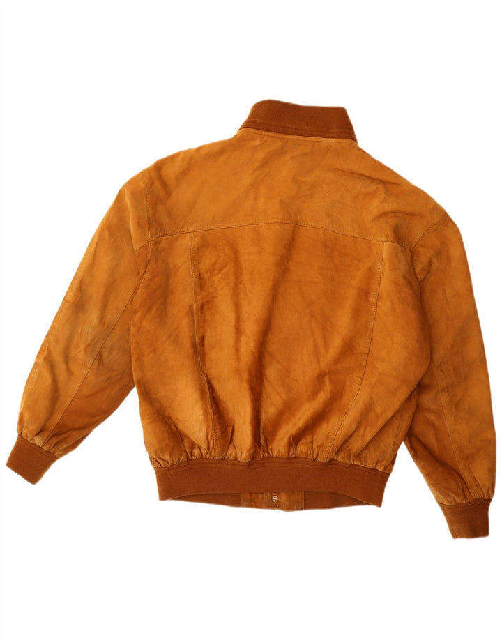 vintage Mens Suede Bomber Jacket EU 52 XL Cuir Beige