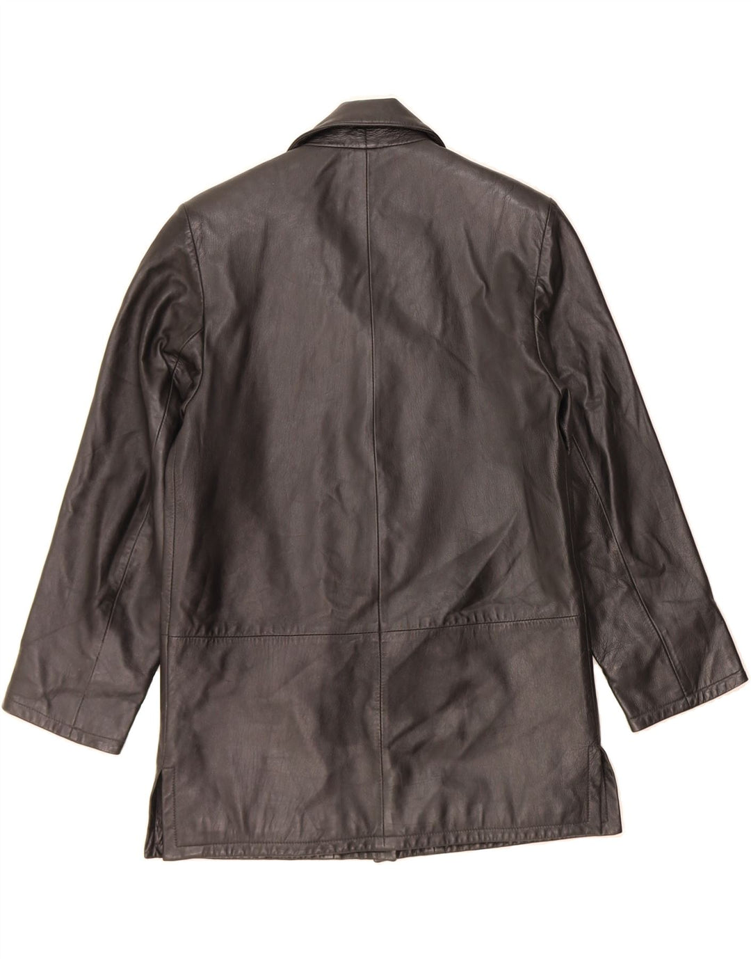 VINTAGE Womens 3 Button Leather Blazer Jacket EU 40 Medium Black Leather Vintage Vintage and Second-Hand Vintage from Messina Hembry 