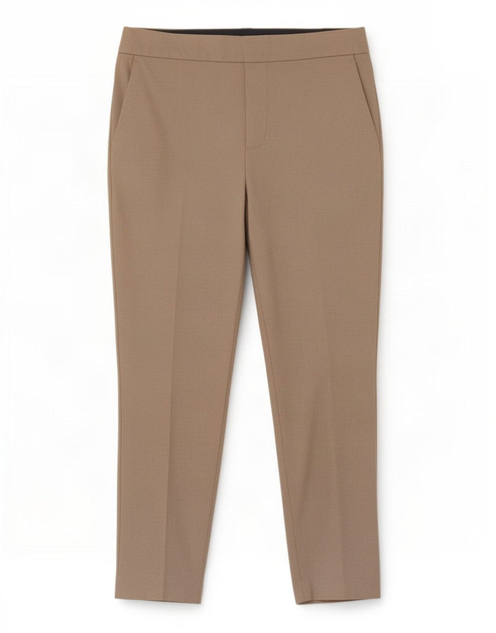 Zara Femme Pantalon De Costume Droit Moyen W28 L27 Beige Polyester