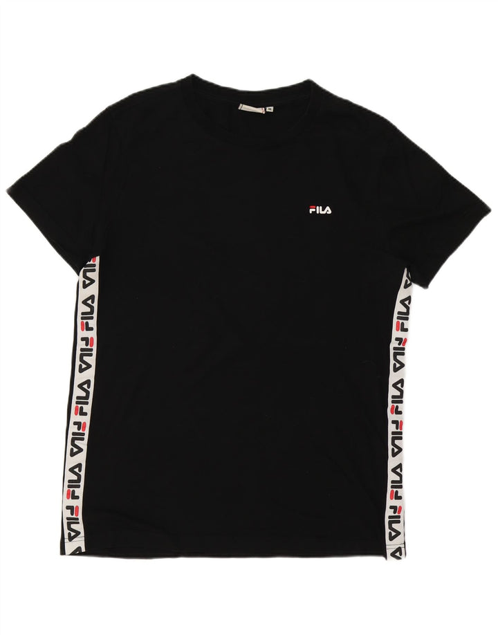 Fila T-Shirt Graphique Homme Noir Moyen Coton Colorblock