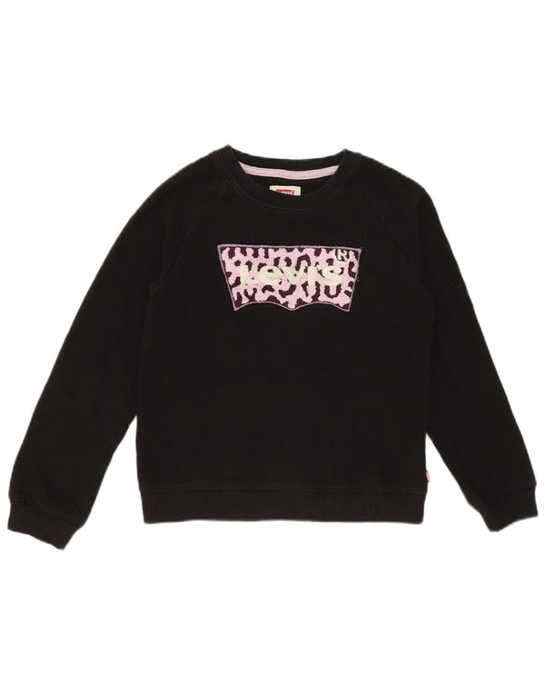 Levi's Sweat-Shirt Graphique Fille 7-8 Ans Noir Coton Imprimé Animal