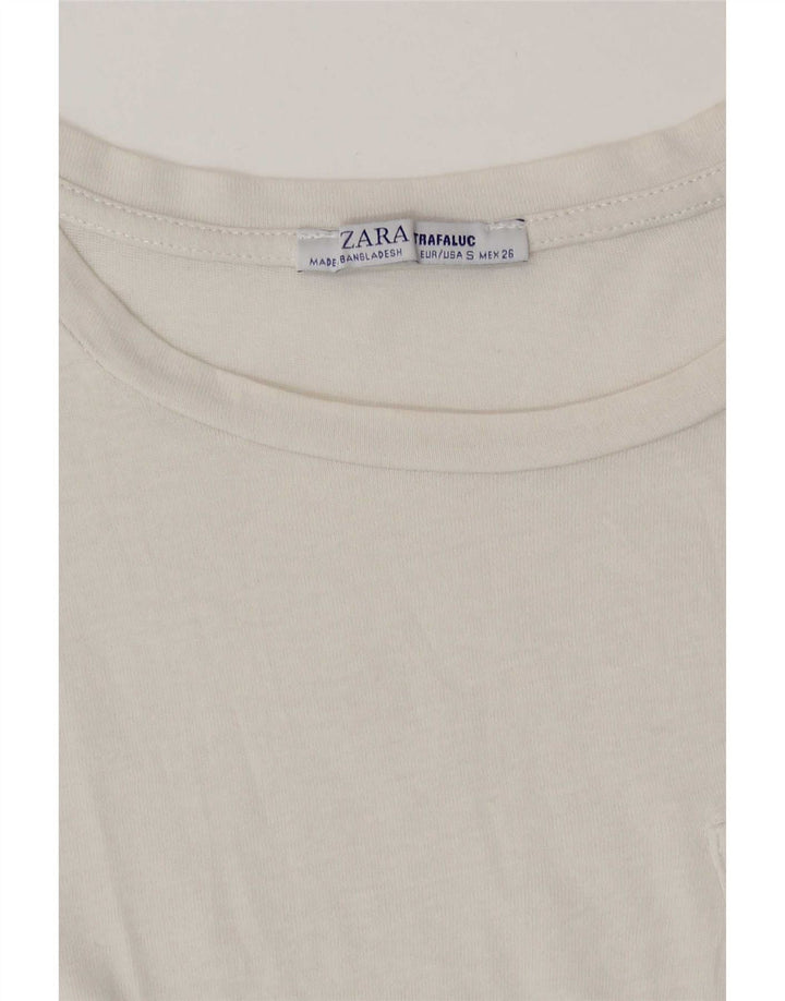 Zara T-Shirt Femme Top UK 10 Petit Blanc