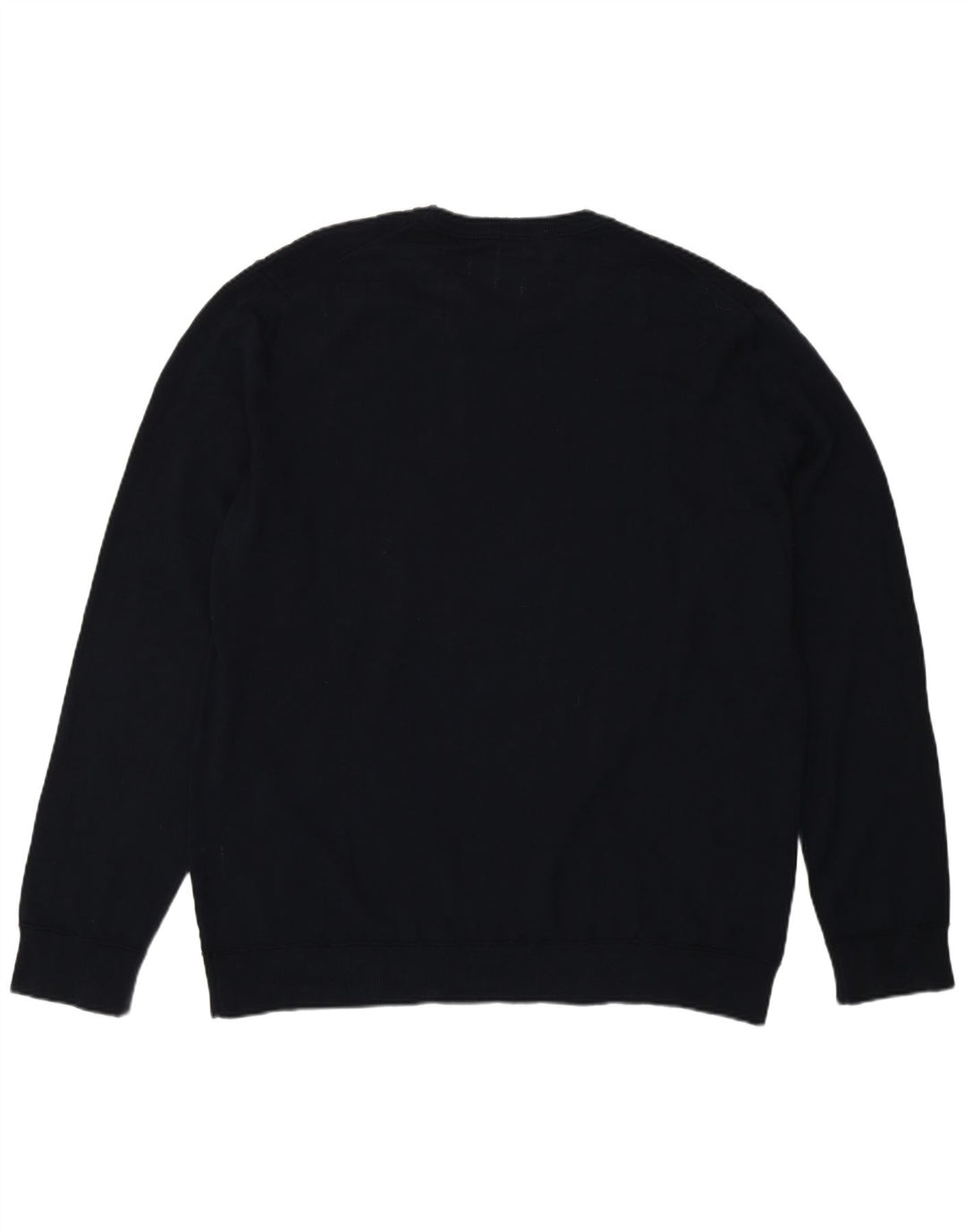 Benetton Pull graphique à col rond pour homme 2XL en coton bleu marine