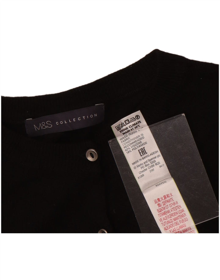 Marks & Spencer Pull Cardigan Femme UK 8 Petit Viscose Noir