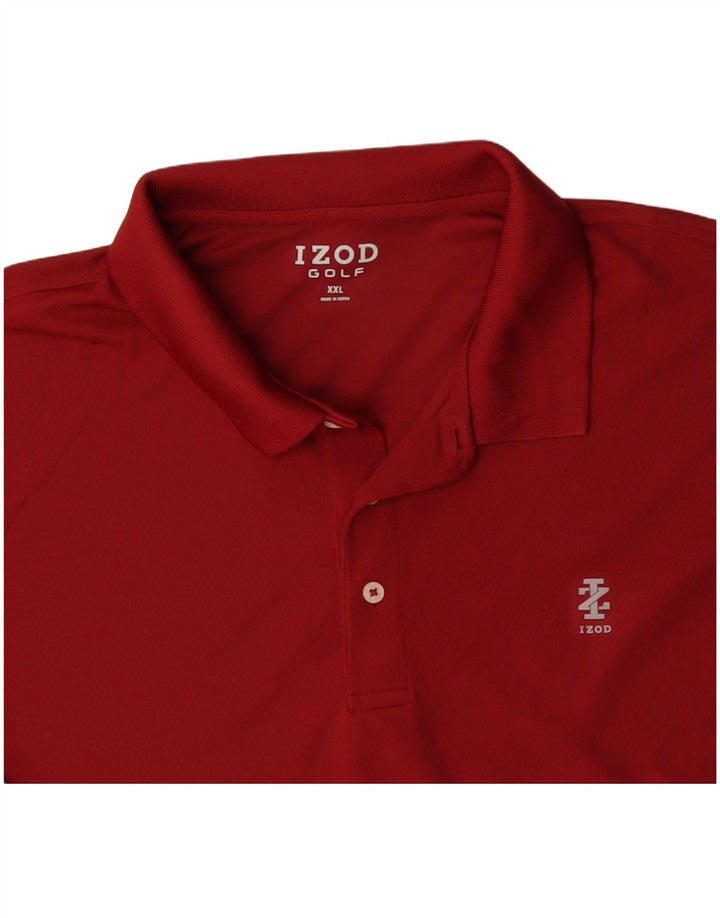 IZOD Polo de golf à manches longues pour homme 2XL Rouge Polyester
