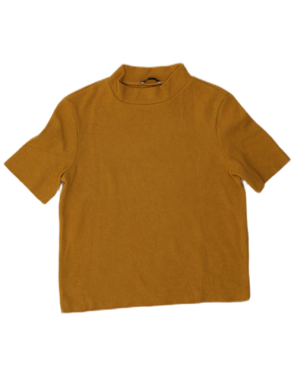 Zara Womens Crop T-Shirt Top UK 10 Petit Jaune