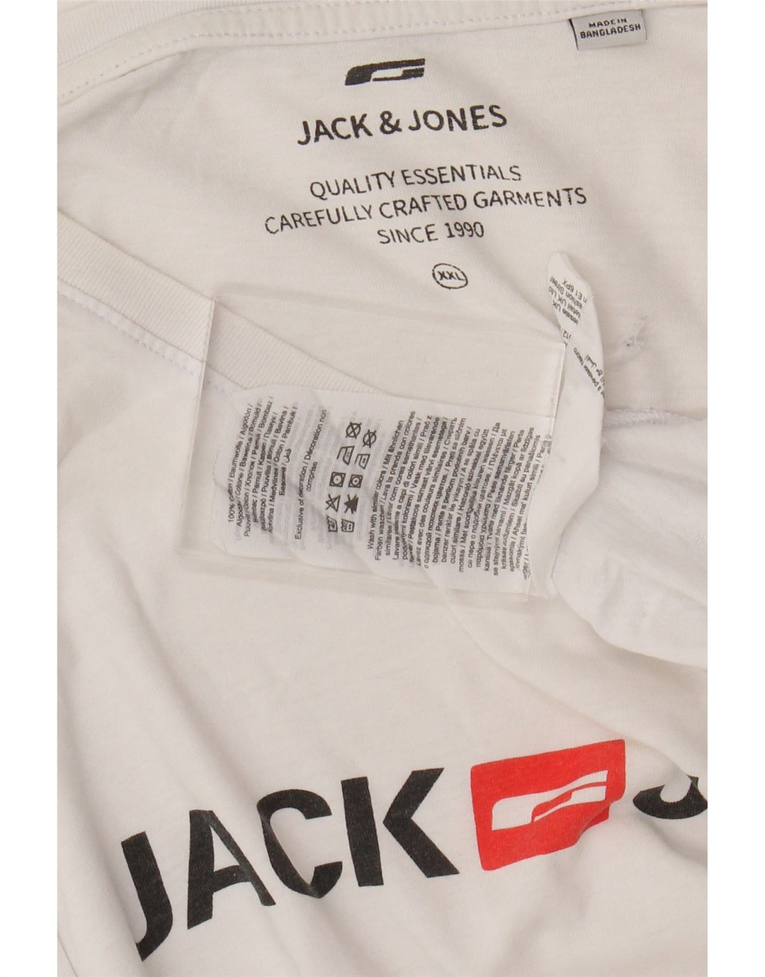JACK & JONES T-Shirt Graphique Homme Haut 2XL Blanc Coton