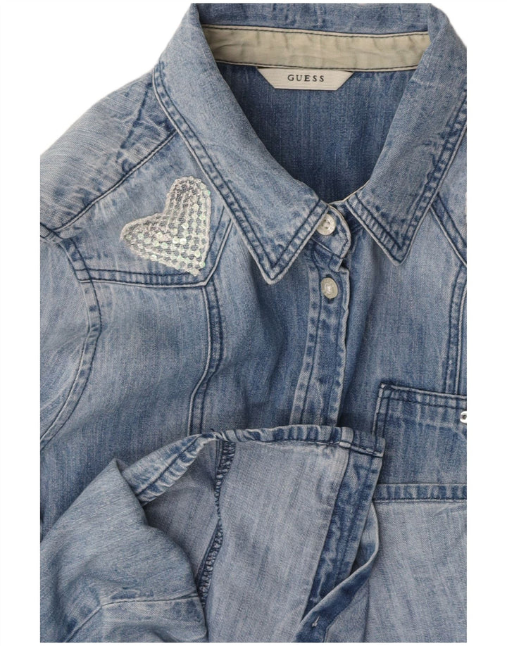 GUESS Womens Denim Shirt UK 10 Small Blue