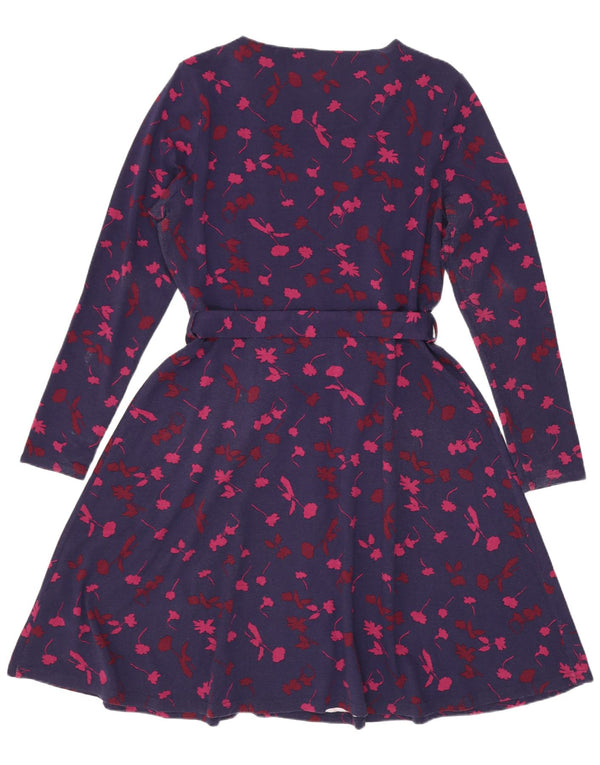 Joules Robe trapèze à manches longues pour femme UK 46 Large Bleu marine Floral Viscose