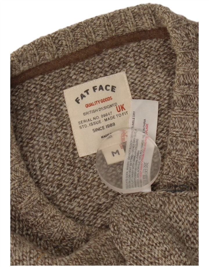 Fat Face Pull Col Ras du Cou Homme Gris Moyen Laine Mouchetée