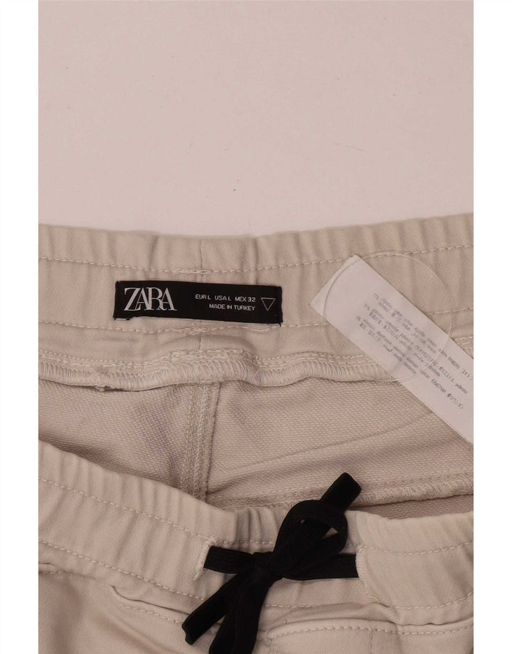 Zara Short de sport coupe régulière pour hommes, grand coton beige