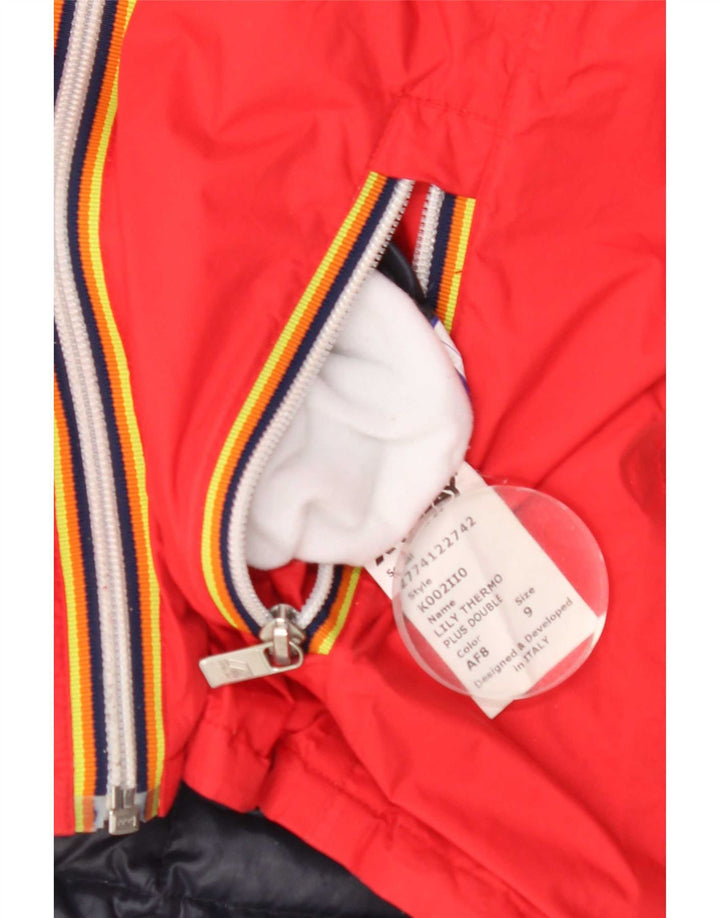 K-Way Veste matelassée réversible à capuche pour femme UK 10 Small Bleu marine
