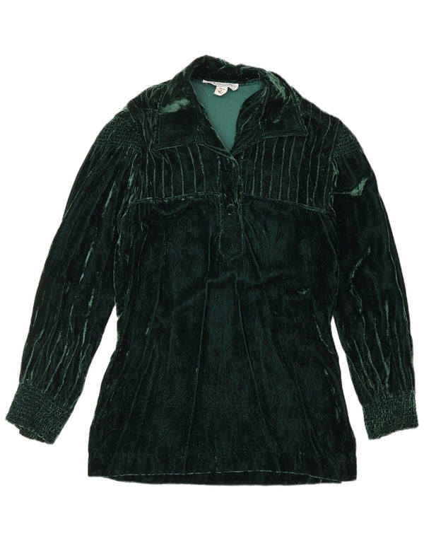 VINTAGE Chemise pull en velours femme US 8 Vert moyen