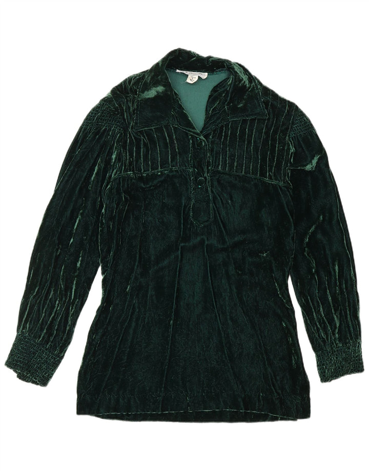 VINTAGE Chemise pull en velours femme US 8 Vert moyen