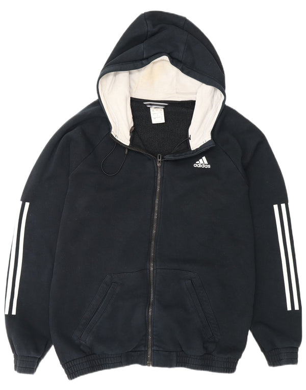 Adidas Pull à capuche zippé pour homme UK 42/44 Grand coton bleu marine