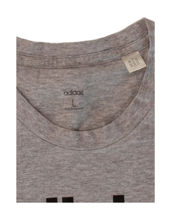 ADIDAS Mens Graphic T-Shirt Top Large Grey Cotton Vintage Adidas and Second-Hand Adidas from Messina Hembry 