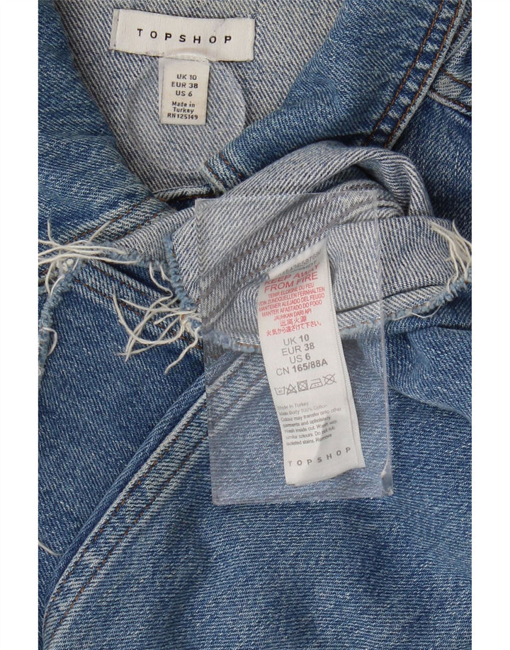 Topshop Veste en jean surdimensionnée pour femme UK 10 Petit coton bleu