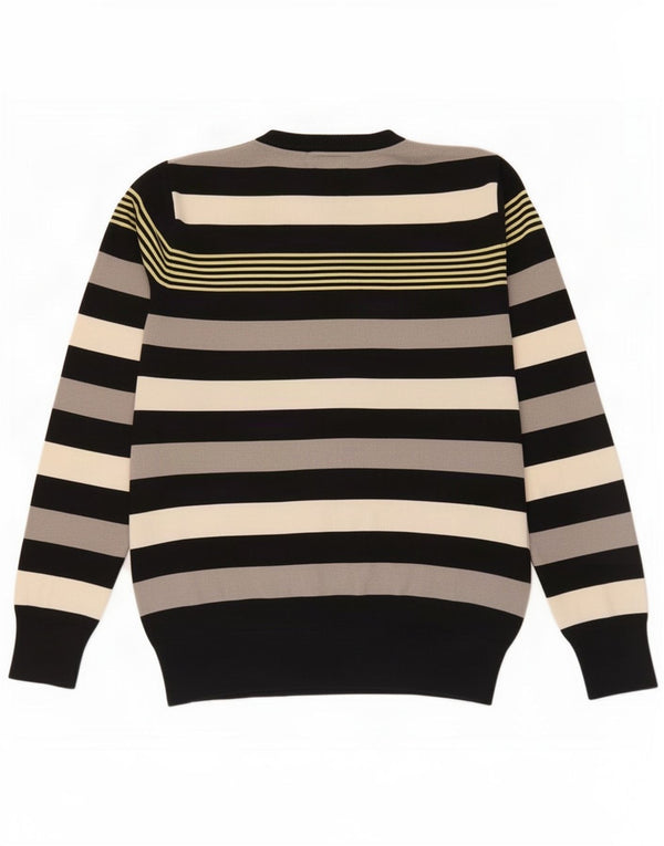 Jack & Jones Mens Crew Neck Jumper Sweater Medium Black Striped Cotton