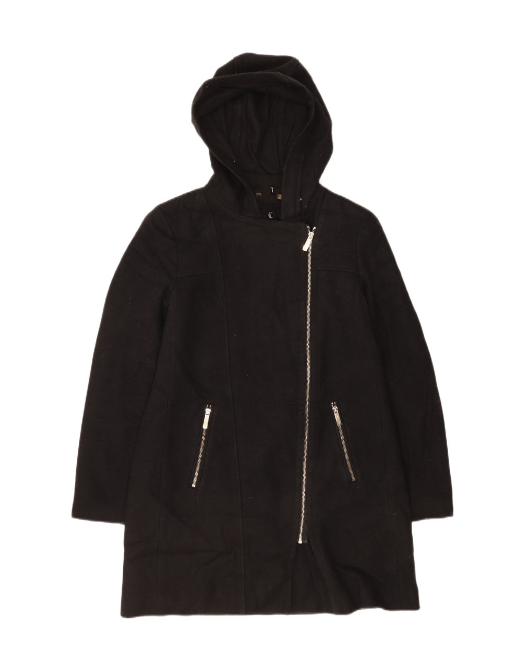 Calvin Klein Manteau à capuche pour femme UK 16 Large Laine noire