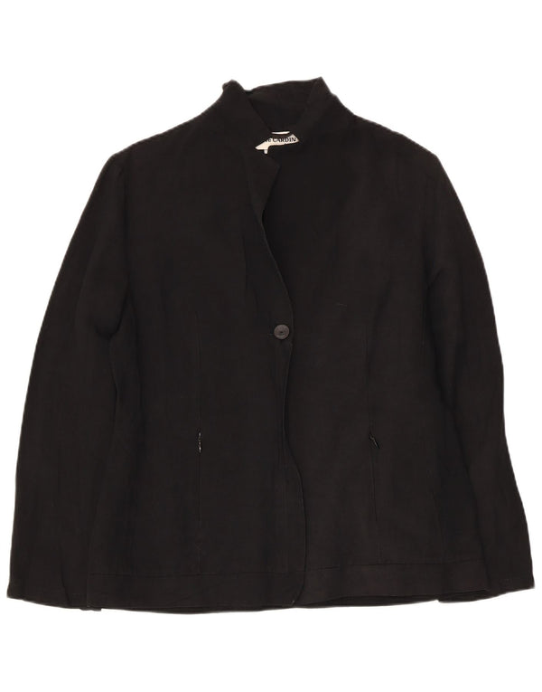 PIERRE CARDIN Veste Blazer 1 Bouton Femme UK 12 Lin Noir Moyen