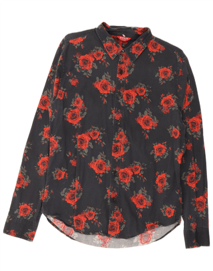 Guess Chemise Homme Noir Moyen Coton Floral