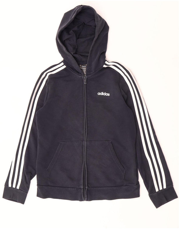 Adidas Pull à capuche zippé pour femme UK 12/14 Bleu marine moyen en coton