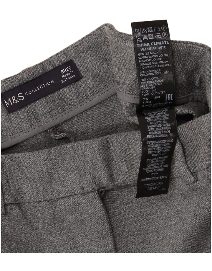 MARKS & SPENCER Pantalon décontracté droit pour femme UK 8 Small W26 L25 Gris
