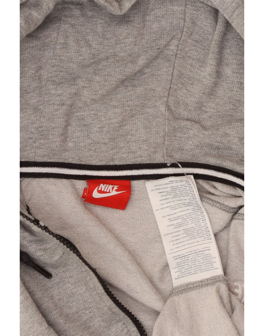 NIKE Pull à capuche zippé pour femme UK 12 Coton gris moyen