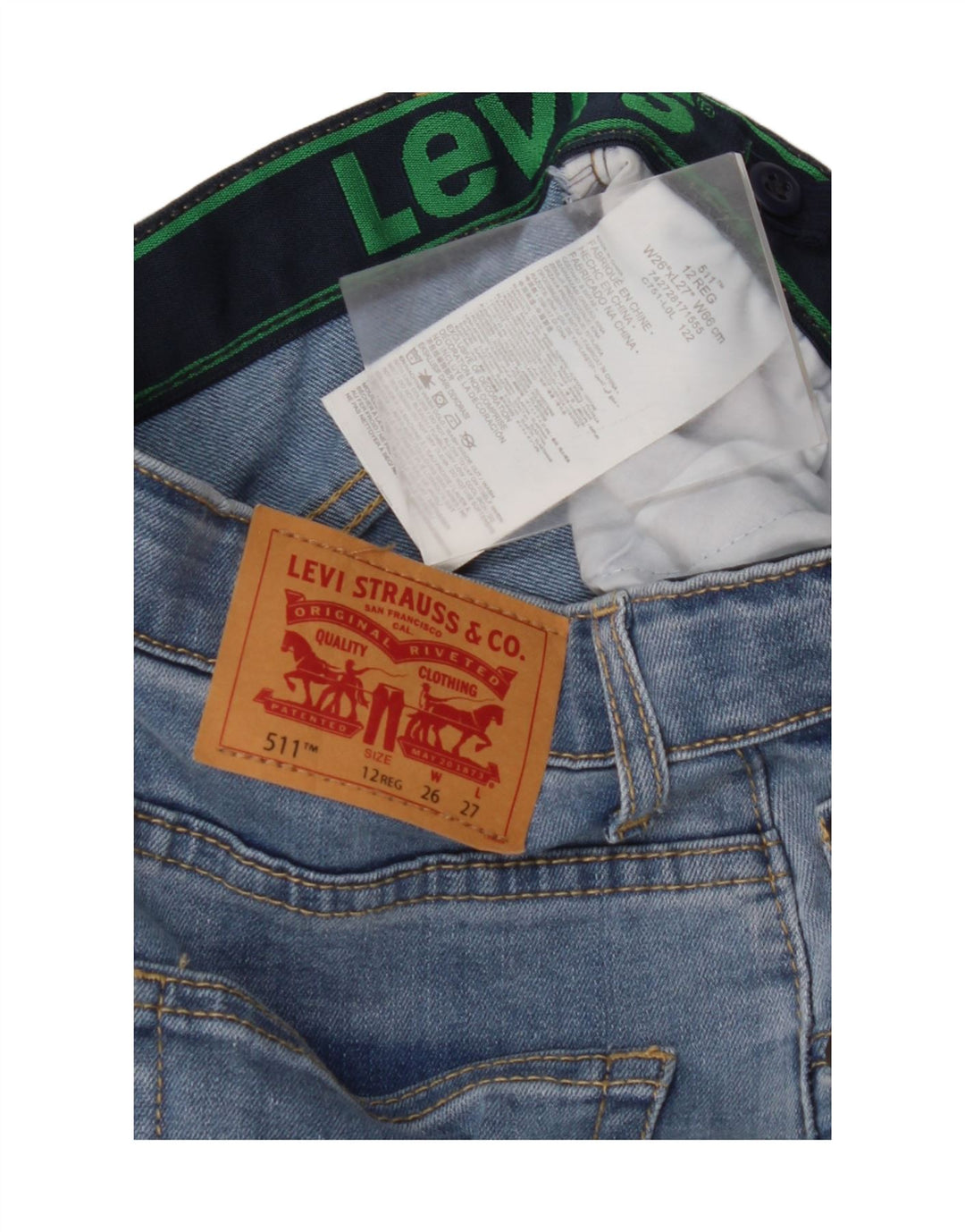 LEVI'S Jean slim vieilli 511 pour garçon 11-12 ans W26 L27 Bleu coton