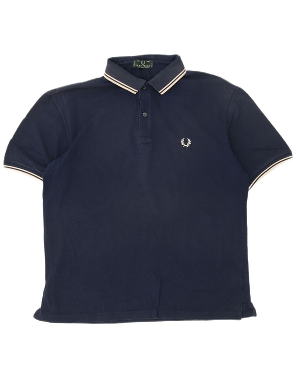 Fred Perry Polo Homme Large Bleu Marine Rayé Coton