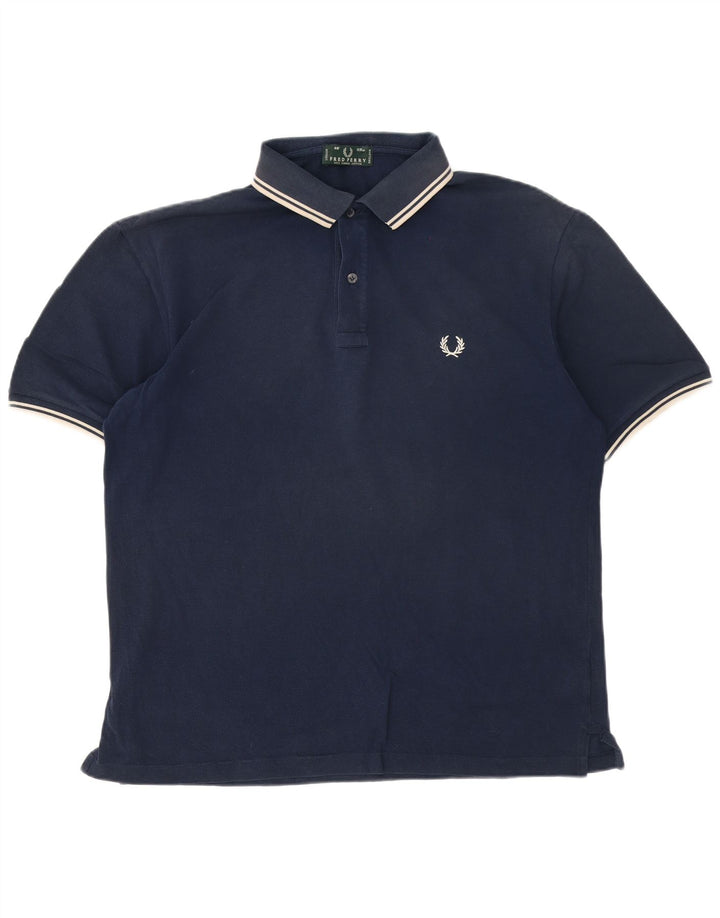 Fred Perry Polo Homme Large Bleu Marine Rayé Coton