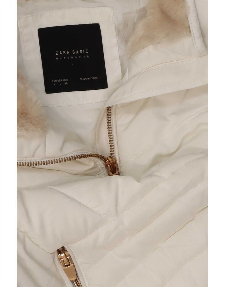 Zara Veste matelassée pour femme UK 14 Large Blanc