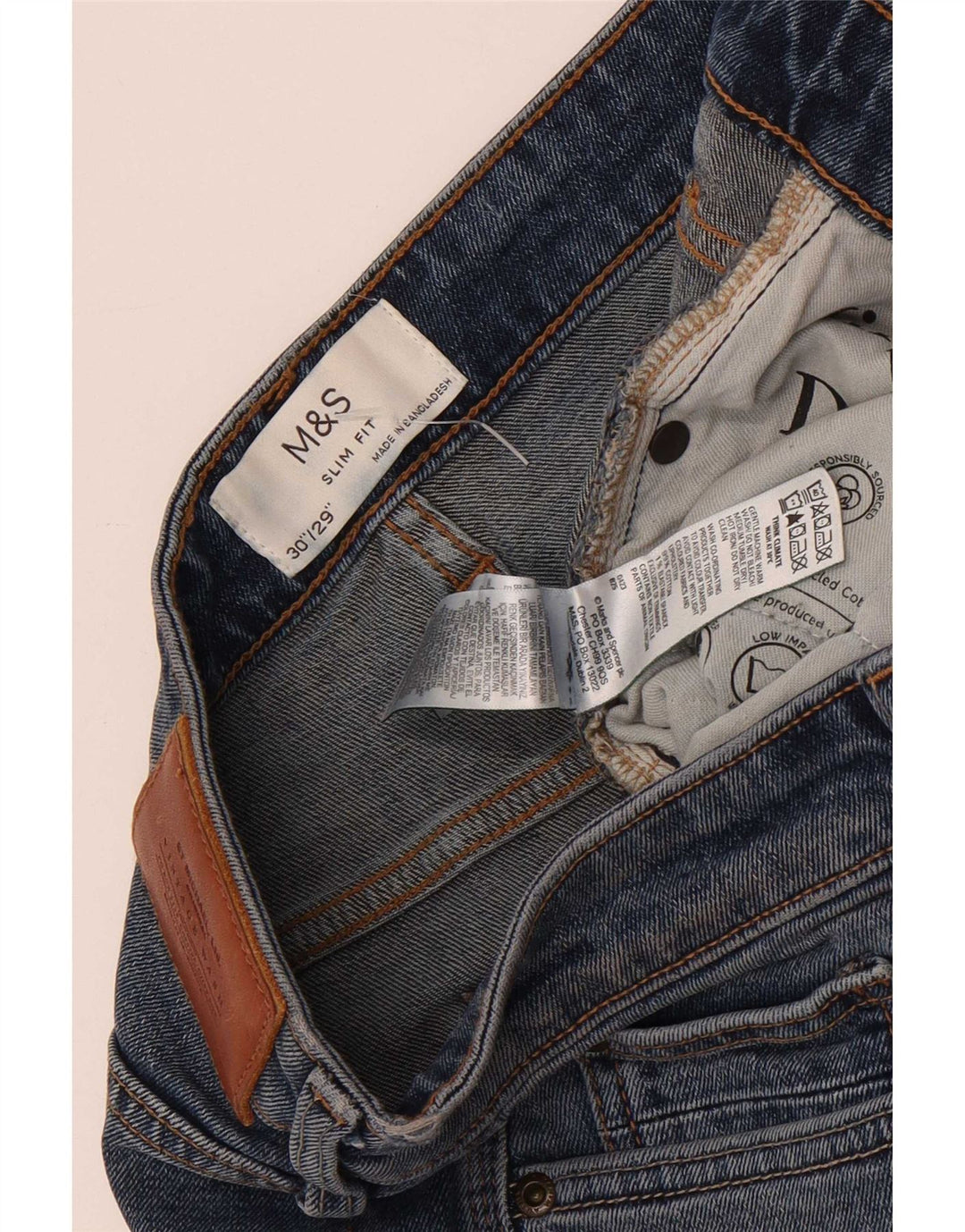 Marks & Spencer Jean Slim Fit Homme W30 L29 Bleu Coton