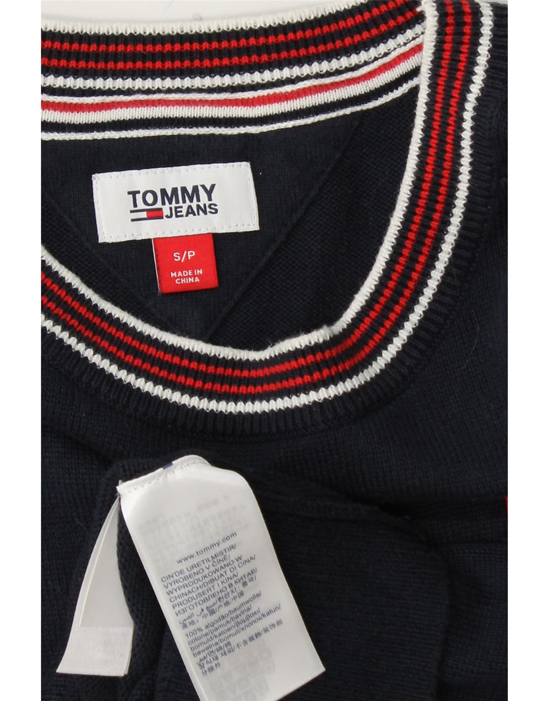 TOMMY HILFIGER Pull à col rond pour femme UK 10 Small Bleu marine