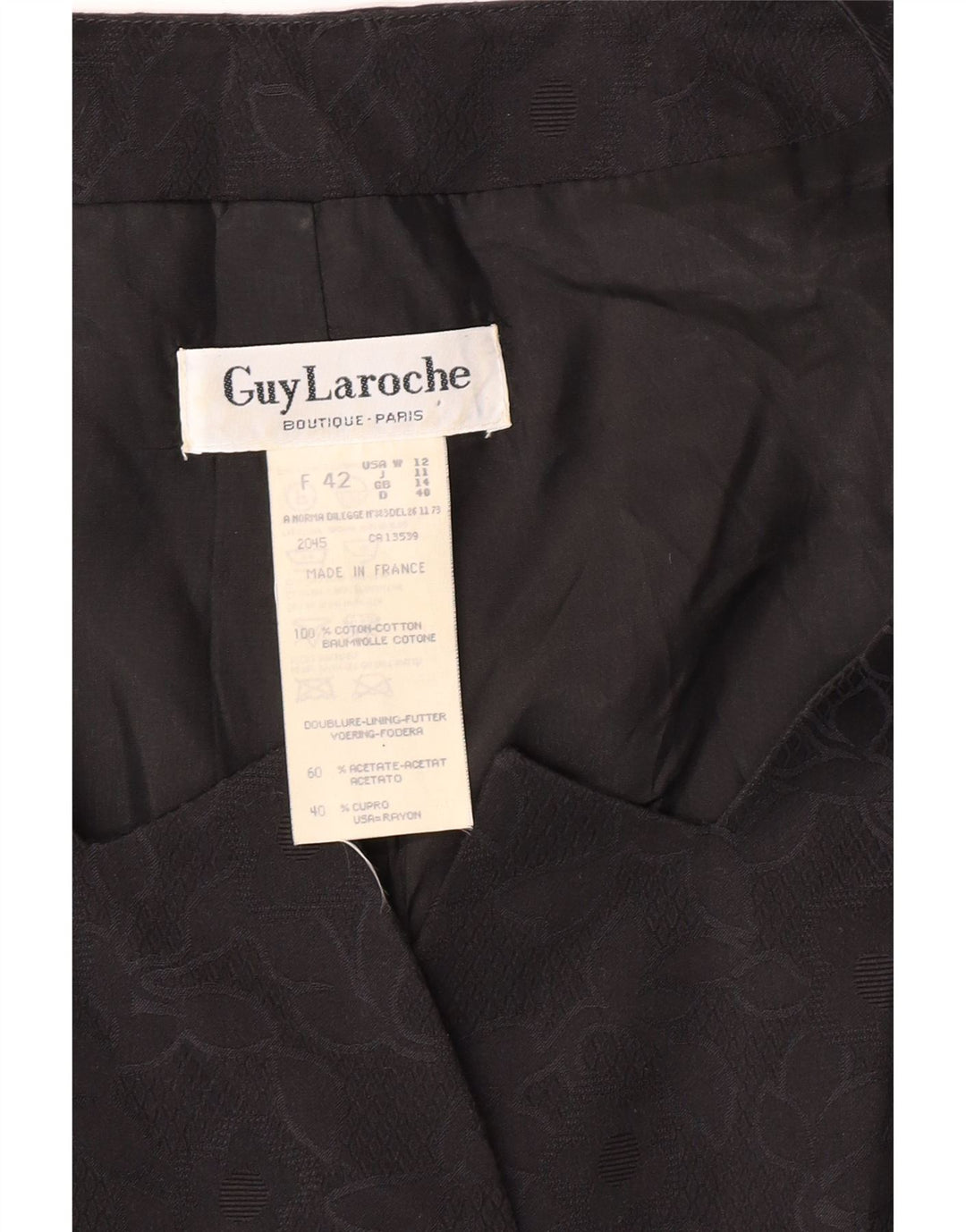 GUY LAROCHE Veste blazer à manches courtes pour femme EU 42 Large Noir Classique