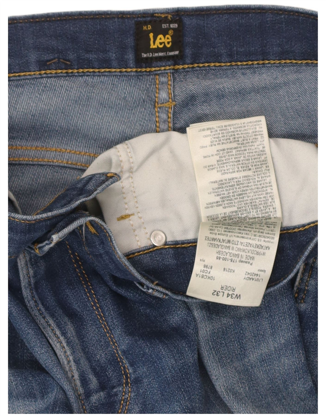 Lee Jean Slim Rider W34 L32 Homme Bleu Coton