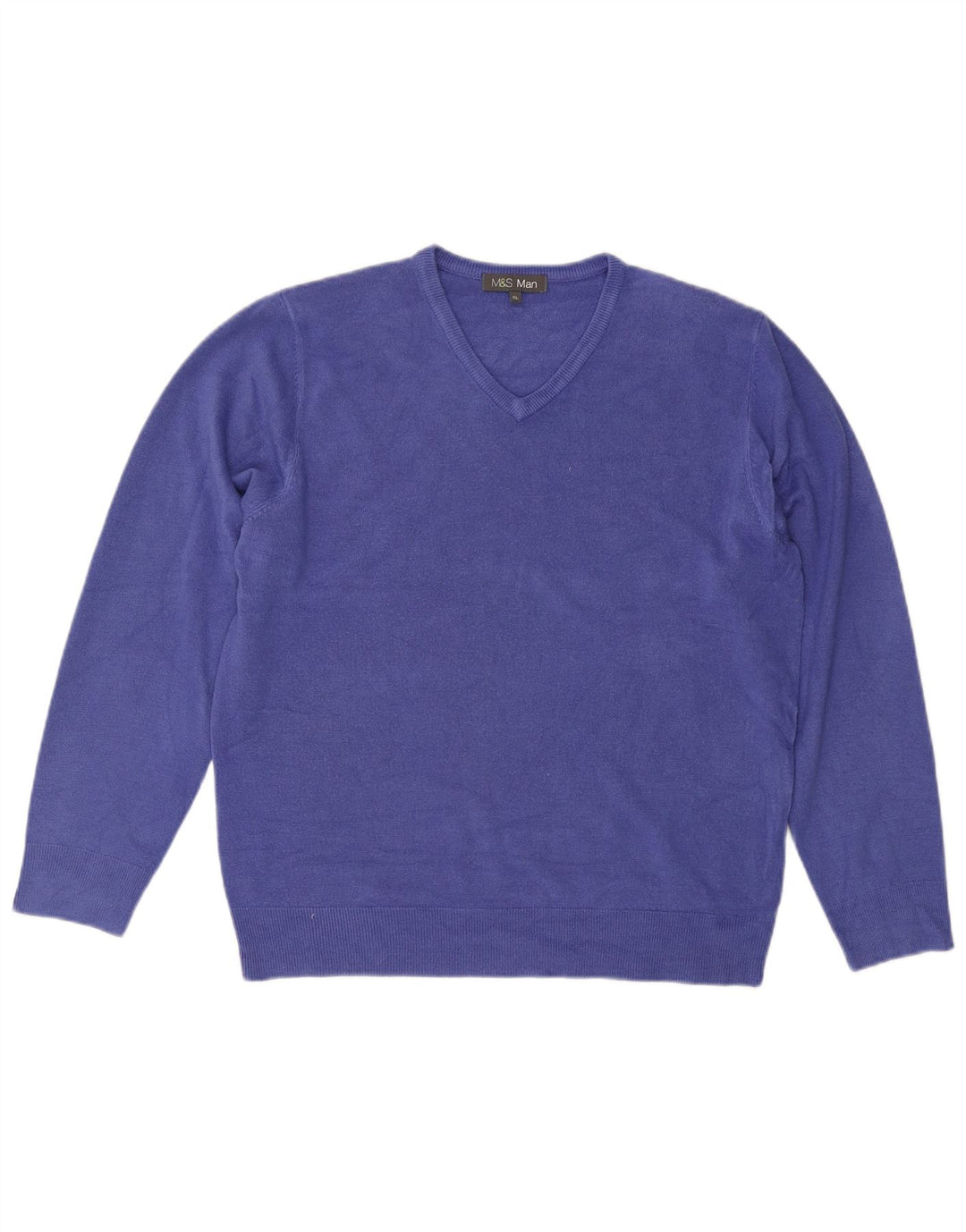Marks & Spencer Pull Col V Homme XL Bleu Acrylique