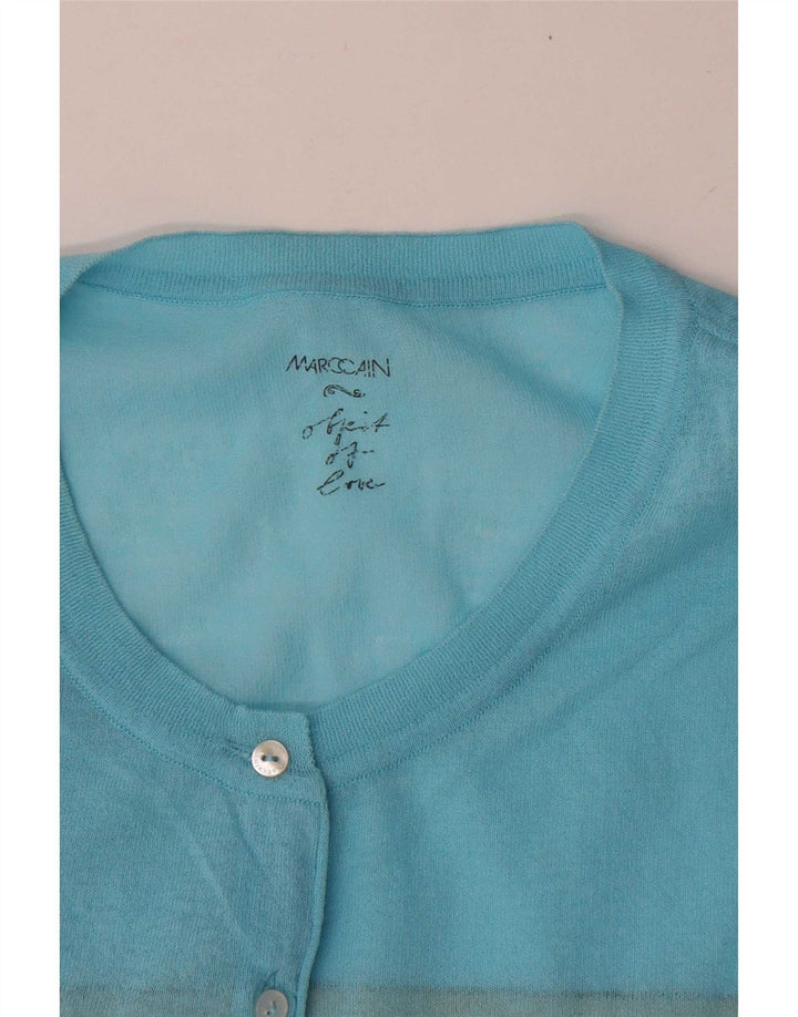 Marccain Cardigan court pour femme UK 14 Bleu moyen rayé