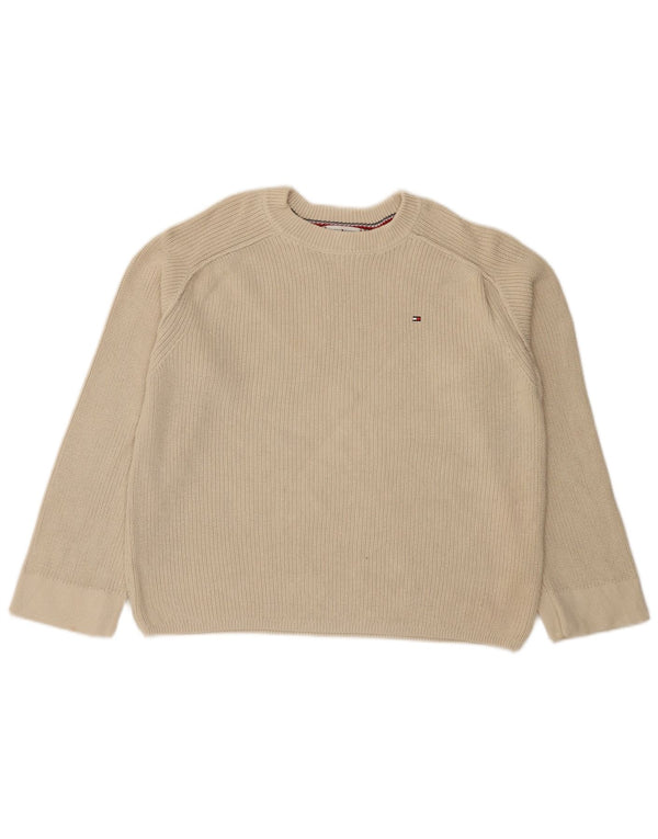 Tommy Hilfiger Pull surdimensionné à col rond pour femme UK 6 XS Beige