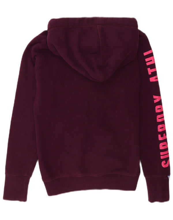 Superdry Pull à capuche zippé graphique pour femme UK 10 Petit coton violet