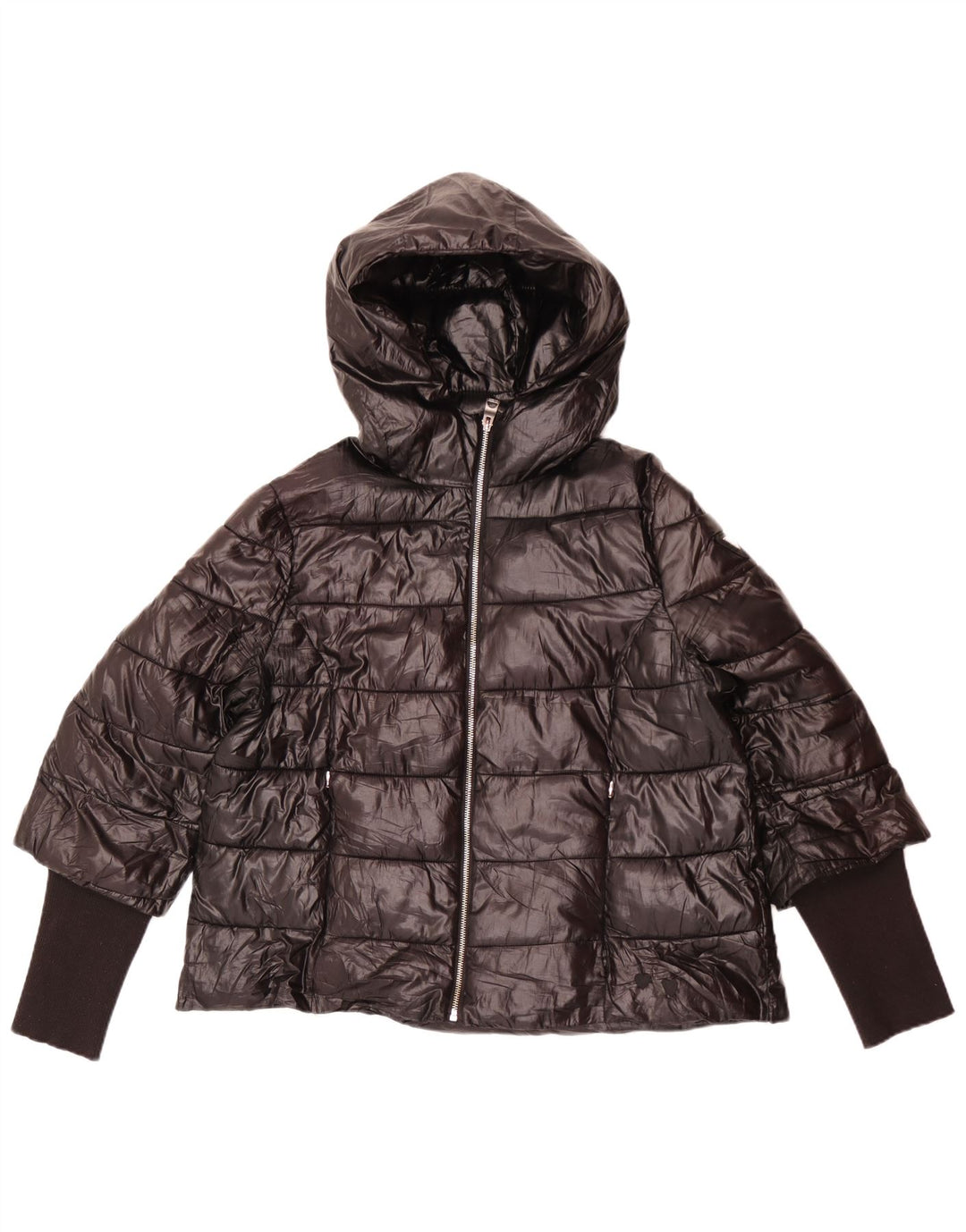 Guess Veste matelassée à capuche pour femme UK 14 Large Noir Polyester