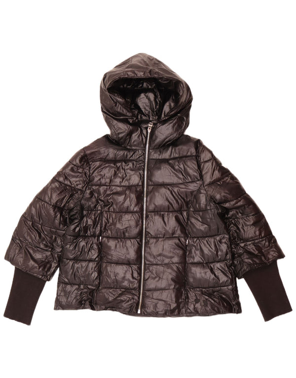 Guess Veste matelassée à capuche pour femme UK 14 Large Noir Polyester
