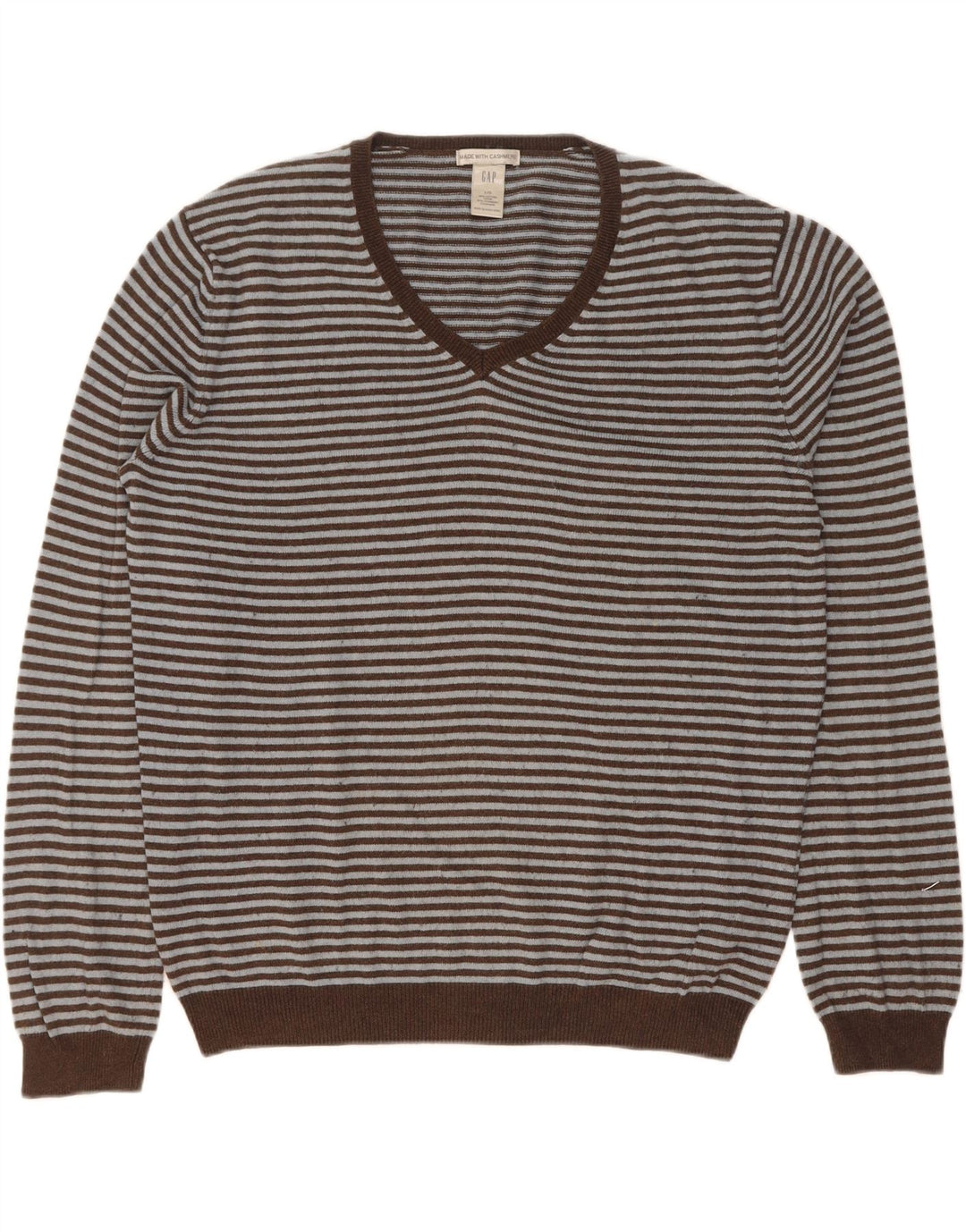 Gap Pull Col V Homme Grand Coton Rayé Marron