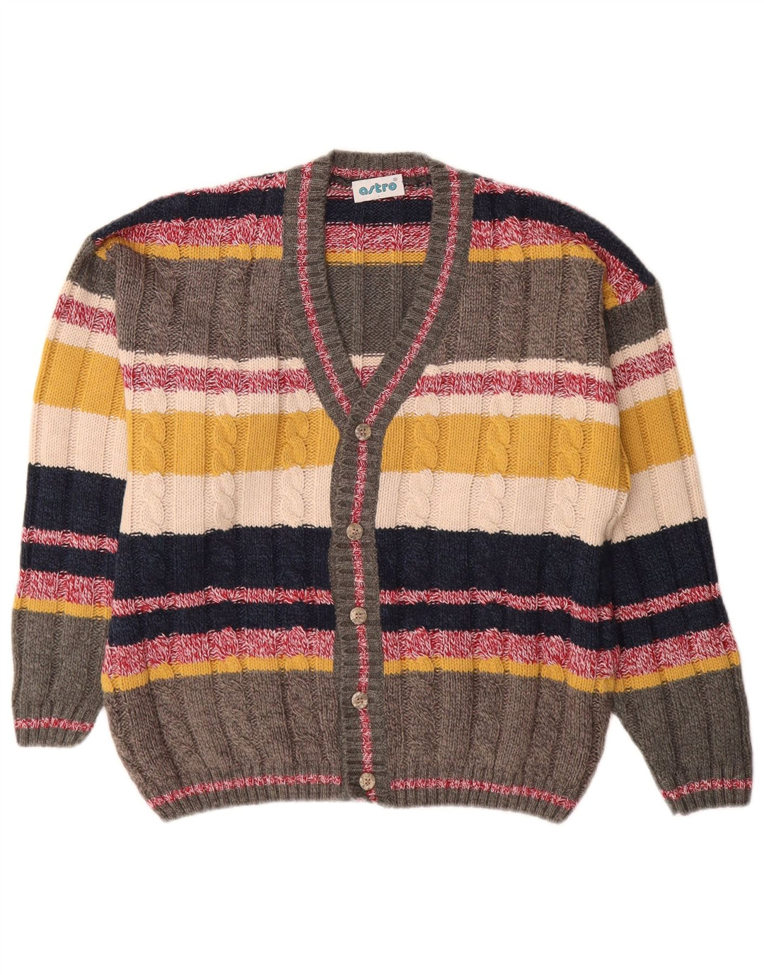 vintage Womens Cardigan Sweater UK 12 Moyen Multicolore Rayé